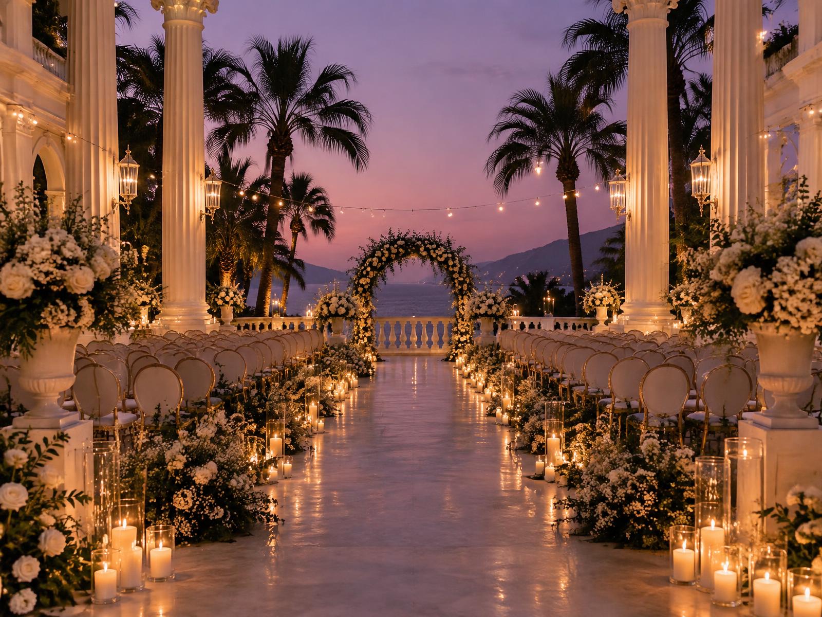 Candlelit ceremony terrace at dusk